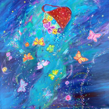 Картина под названием "Basket of happiness" - Kristina Janekova, Подлинное произведение искусства, Акрил Установлен на Дерев…