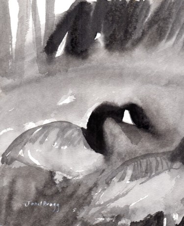 Картина под названием "Candian Geese at Ke…" - Janel Bragg, Подлинное произведение искусства, Чернила