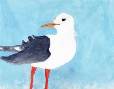Peinture intitulée "Seagull from Port T…" par Janel Bragg, Œuvre d'art originale, Aquarelle