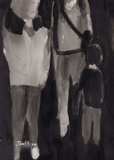 Malarstwo zatytułowany „Holiday Shoppers” autorstwa Janel Bragg, Oryginalna praca, Atrament