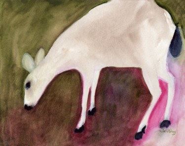 Painting titled "Deer in Skyline Ana…" by Janel Bragg, Original Artwork, Watercolor