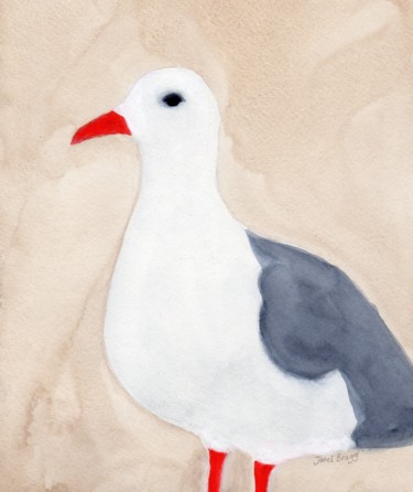 Malarstwo zatytułowany „Seagull from Anacor…” autorstwa Janel Bragg, Oryginalna praca, Akwarela