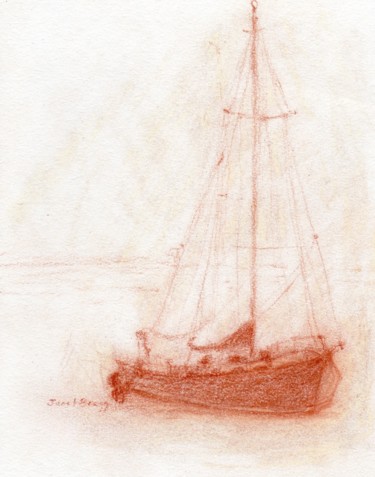 Zeichnungen mit dem Titel "Sailboat in Anacort…" von Janel Bragg, Original-Kunstwerk, Bleistift