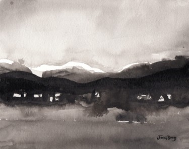 Malerei mit dem Titel "Skagit Valley Hills…" von Janel Bragg, Original-Kunstwerk, Tinte