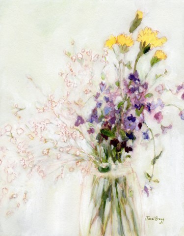 Painting titled "Phlox, Carnation an…" by Janel Bragg, Original Artwork, Watercolor