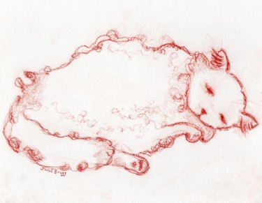 Zeichnungen mit dem Titel "Thomas in Red Pencil" von Janel Bragg, Original-Kunstwerk, Bleistift