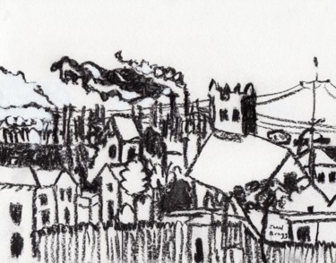 Desenho intitulada "Anacortes Refinery…" por Janel Bragg, Obras de arte originais, Carvão