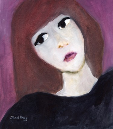 Картина под названием "Self Portrait on An…" - Janel Bragg, Подлинное произведение искусства, Акварель