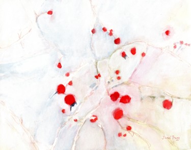 Painting titled "Rose Hips on New Ye…" by Janel Bragg, Original Artwork, Watercolor