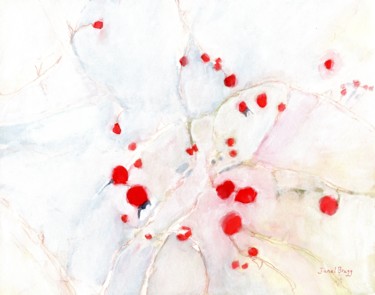 Schilderij getiteld "Rose Hips on New Ye…" door Janel Bragg, Origineel Kunstwerk, Aquarel