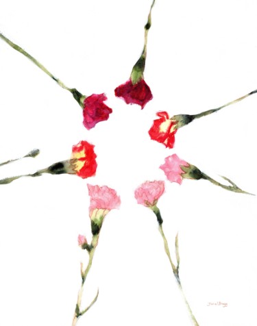 Peinture intitulée "Circular Carnations…" par Janel Bragg, Œuvre d'art originale, Aquarelle