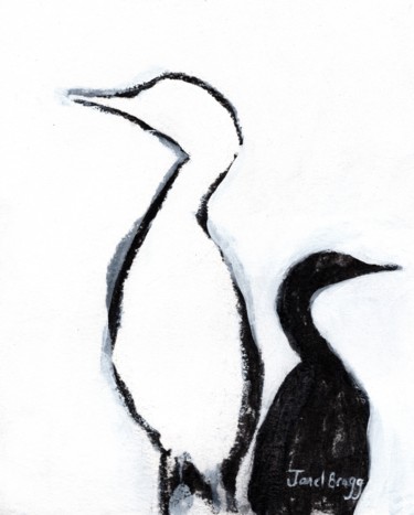 Pintura titulada "Cormorants in Port…" por Janel Bragg, Obra de arte original