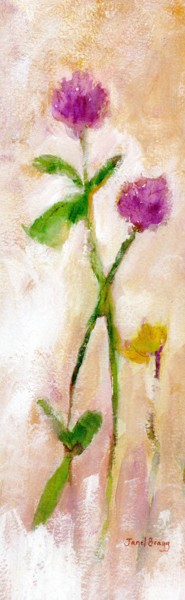 Картина под названием "Clover and Buttercup" - Janel Bragg, Подлинное произведение искусства, Акварель