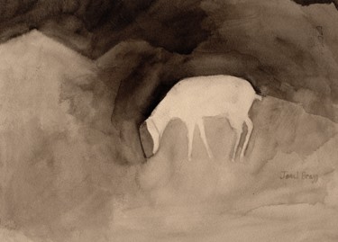 Pittura intitolato "Schuh Farm Goat" da Janel Bragg, Opera d'arte originale, Inchiostro