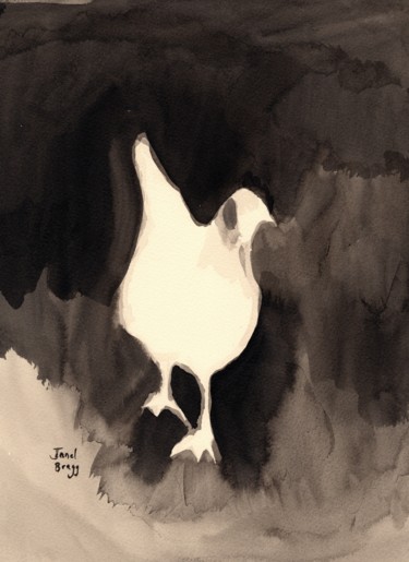 Painting titled "Schuh Farm Chicken" by Janel Bragg, Original Artwork, Ink