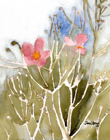 Картина под названием "Floral at Olympia T…" - Janel Bragg, Подлинное произведение искусства, Акварель