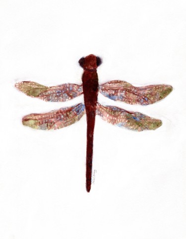 Peinture intitulée "Dragonfly on Creeks…" par Janel Bragg, Œuvre d'art originale, Aquarelle