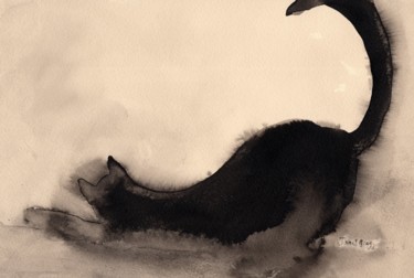 Картина под названием "Annabelle Cat Stret…" - Janel Bragg, Подлинное произведение искусства, Чернила