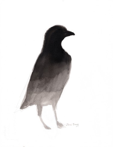 Painting titled "Raven from Anacorte…" by Janel Bragg, Original Artwork, Ink