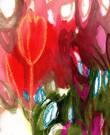 Painting titled "Tulips in Spring Ab…" by Janel Bragg, Original Artwork, Watercolor