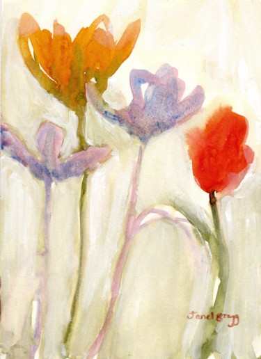 Painting titled "Tulips in Spring II" by Janel Bragg, Original Artwork, Watercolor