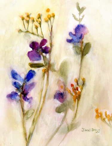 Painting titled "Sweet Pea Floral" by Janel Bragg, Original Artwork, Watercolor