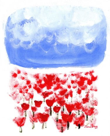 Malerei mit dem Titel "Poppies for Daphne" von Janel Bragg, Original-Kunstwerk, Aquarell