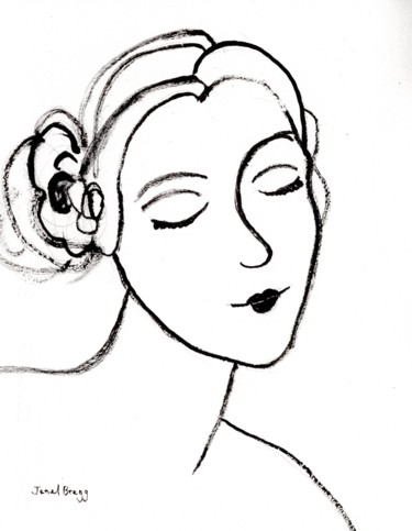 Картина под названием "Sumi Ink with Girl" - Janel Bragg, Подлинное произведение искусства, Чернила
