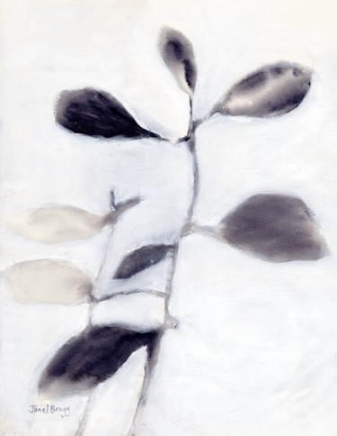 Pintura titulada "Leaves in Gray" por Janel Bragg, Obra de arte original, Acuarela