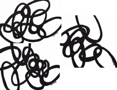 Картина под названием "Ovals in Sumi in Po…" - Janel Bragg, Подлинное произведение искусства, Чернила