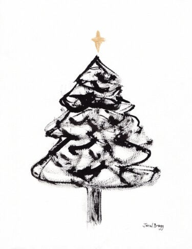Peinture intitulée "Christmas Tree in S…" par Janel Bragg, Œuvre d'art originale, Encre