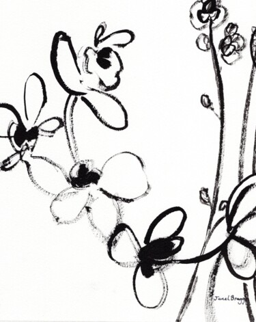Peinture intitulée "Orchid in Sumi Ink…" par Janel Bragg, Œuvre d'art originale, Encre