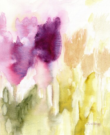 Pittura intitolato "Tulips in Watercolor" da Janel Bragg, Opera d'arte originale, Acquarello