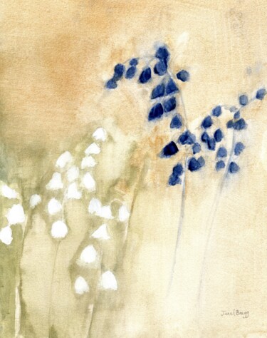 Картина под названием "Floral with Bluebel…" - Janel Bragg, Подлинное произведение искусства, Акварель