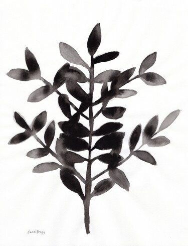 Peinture intitulée "Botanical with Nagi…" par Janel Bragg, Œuvre d'art originale, Encre
