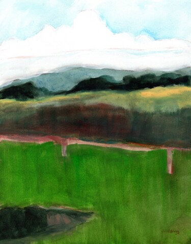 绘画 标题为“Fir Island Landscape” 由Janel Bragg, 原创艺术品, 水彩