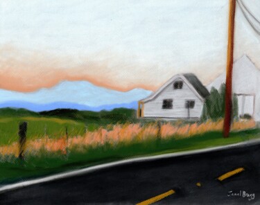Картина под названием "Fir Island Twilight…" - Janel Bragg, Подлинное произведение искусства, Пастель