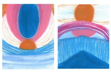 Pintura intitulada "Blushing Ultramarin…" por Janel Bragg, Obras de arte originais, Pastel