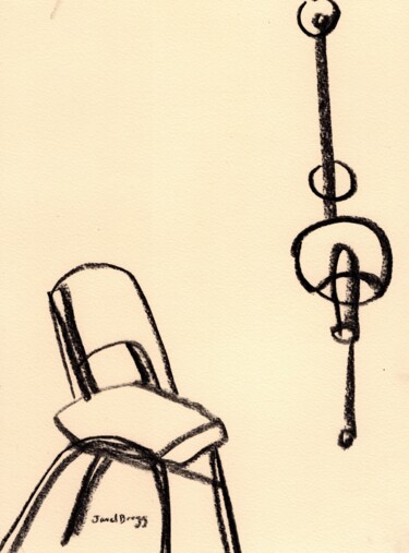 Dibujo titulada "Chairs on Top of Ch…" por Janel Bragg, Obra de arte original, Carbón