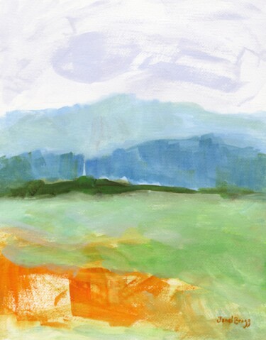 Pittura intitolato "Fir Island Landscap…" da Janel Bragg, Opera d'arte originale, Acquarello