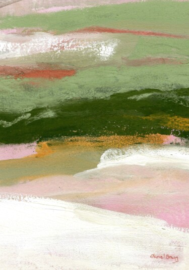 Pintura titulada "Landscape with Gree…" por Janel Bragg, Obra de arte original, Acuarela