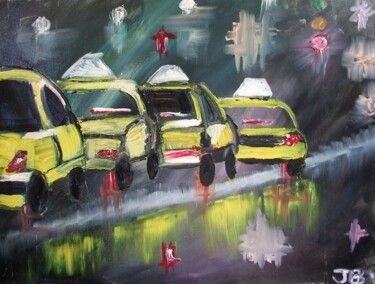 Painting titled "Rainy Park Avenue" by Janel Bragg, Original Artwork, Oil