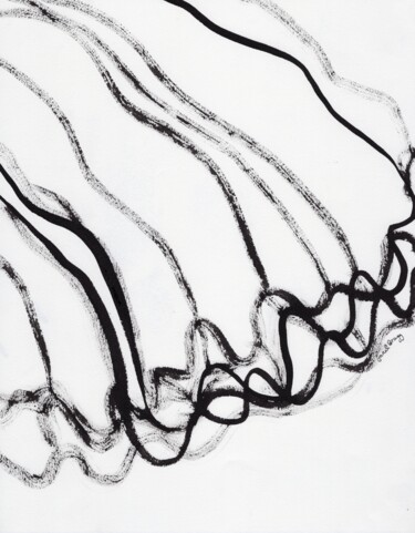 Картина под названием "Curtain in Sumi Ink" - Janel Bragg, Подлинное произведение искусства, Чернила