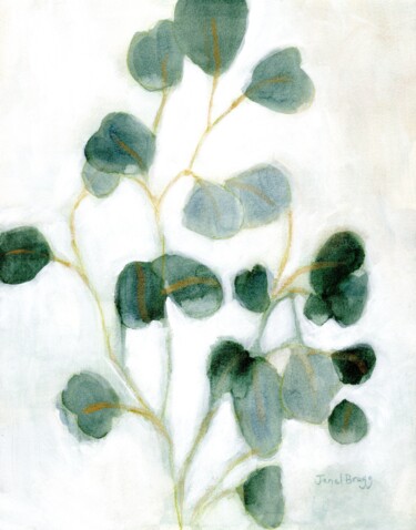 Pintura intitulada "Emerald Leaf Reveri…" por Janel Bragg, Obras de arte originais, Aquarela