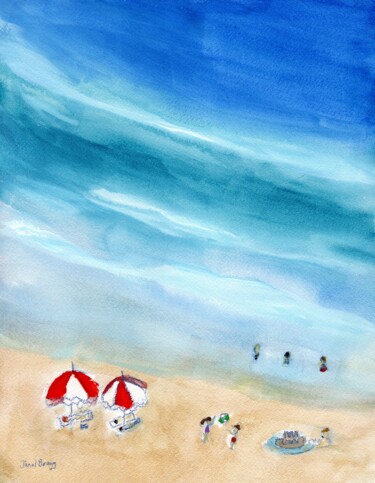 Painting titled "Beach Holiday I" by Janel Bragg, Original Artwork, Watercolor