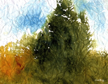 Malerei mit dem Titel "Forest by the Sea" von Janel Bragg, Original-Kunstwerk, Aquarell