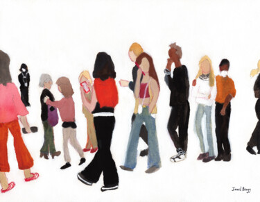 Картина под названием "Museum Goers" - Janel Bragg, Подлинное произведение искусства, Акварель