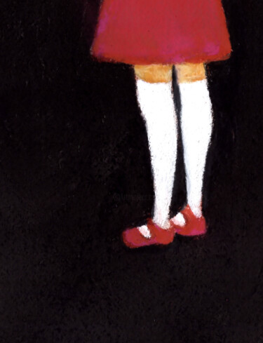 Ζωγραφική με τίτλο "Girl in White Knee…" από Janel Bragg, Αυθεντικά έργα τέχνης, Ακουαρέλα