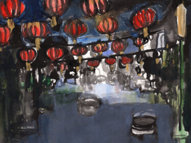 Schilderij getiteld "Chinatown" door Janel Bragg, Origineel Kunstwerk, Aquarel