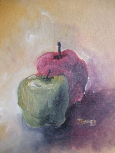 Painting titled "Red Apple Green App…" by Janel Bragg, Original Artwork